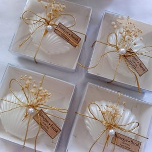 Oyster Shell Candle Favors For Wedding, Engagement Candle Mementos For Guest in Bulk, Personalized Bridal Shower