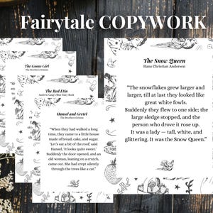 Classic Fairytale Copywork Bundle, Digital Download for Homeschool, Charlotte Mason Copywork Passages, Vintage Simple Homeschool Printables