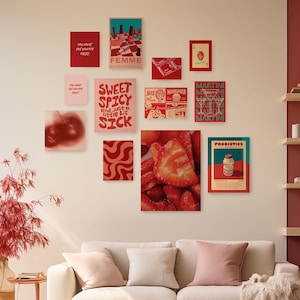 12 Red Wall Art Print Bundle | Red Collection Full Gallery Of Original Artworks | Wall Decor Set For Red Lovers | Printable Home Posters