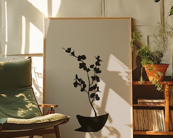 Black & Beige Ikebana Botanical Wall Art - Japandi Wall Decor For Minimalist Homes