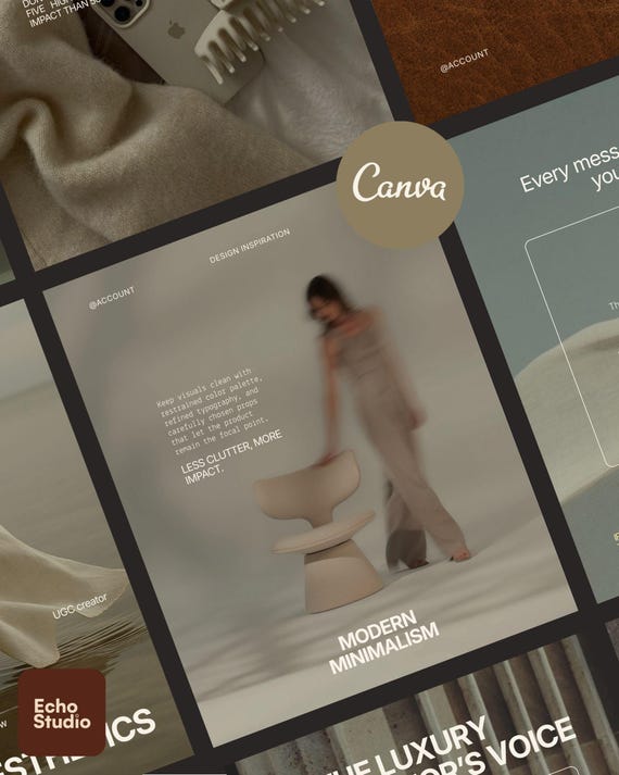 40 Modern Luxury Instagram Carousel Template | Canva UGC Creator Social Media Kit | Minimalist Coaching Posts