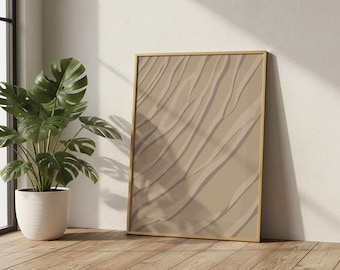 Beige Abstract Line Art Print - Minimalist Scandinavian Decor (Digital Download)