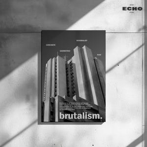 Brutalist Architecture Print: Building Illustration, Modernist Wall Art (Digital Download)