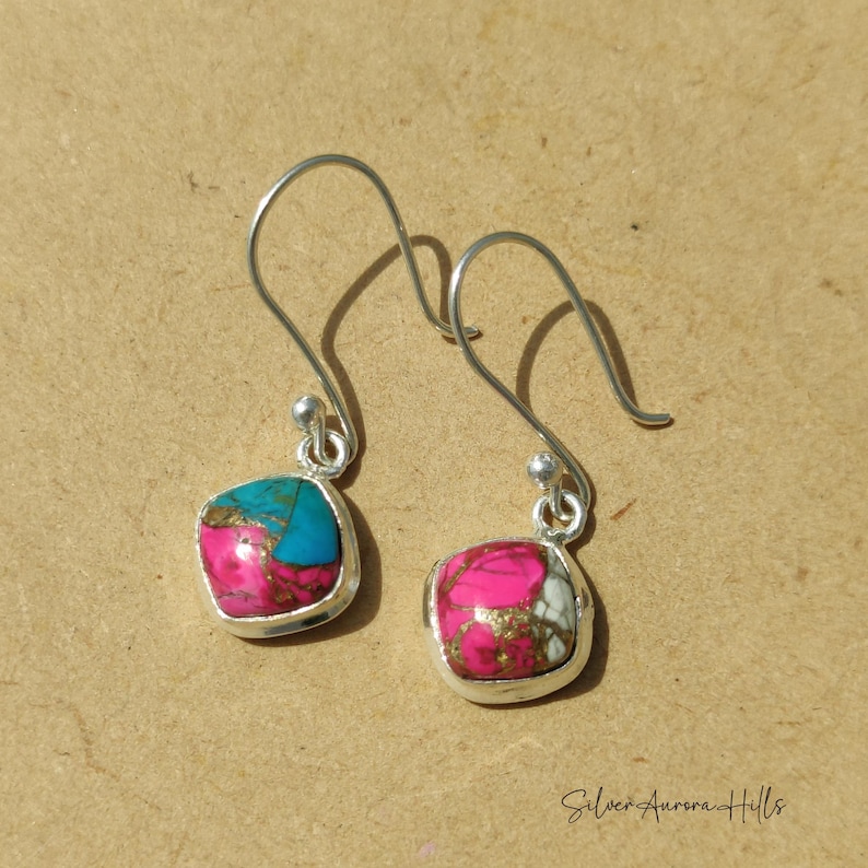 Handcraft Kingman Turquoise 925 Sterling Silver Earrings: Anniversary Gift image 14