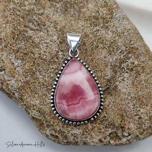 Charming - Rhodochrosite Pendant ~ 925 Sterling Silver Jewelry ~ Pink Crystal Necklace ~ Handmade Gemstone Pendant ~ Rhodochrosite Jewelry