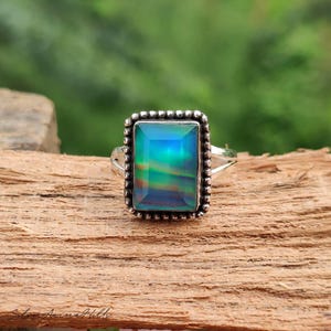 Handmade Aurora Opal Ring: 925 Sterling Silver Promise Ring