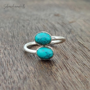 Adjustable Turquoise Ring: 925 Sterling Silver Statement Jewelry