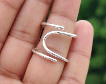 Handmade Sterling Silver Adjustable Ring: Minimalist Unisex Jewelry