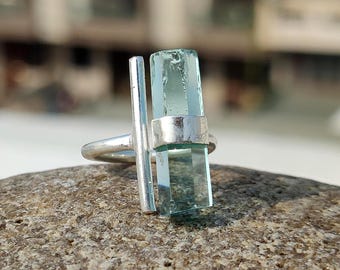 Handmade Aquamarine Ring* 925 Silver Minimalist Ring*  Gemstone Jewelry