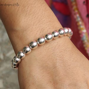 Handmade Chunky Sterling Silver Ball Bracelet - Adjustable Beaded Design