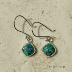 Handcraft Kingman Turquoise 925 Sterling Silver Earrings: Anniversary Gift image 12