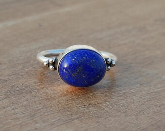 Lapis Lazuli Gemstone Ring, 925 Sterling Silver Designer Ring, Handmade Statement Jewelry