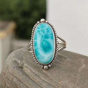 Kingman Turquoise Sterling Silver Ring - Southwest Boho Gemstone - Etsy