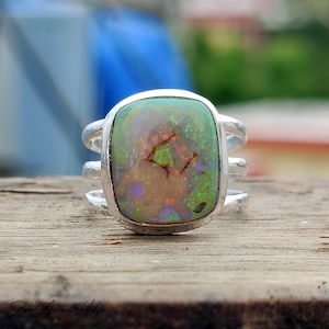 Handmade Monarch Opal Ring: 925 Sterling Silver Gemstone