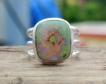 Handmade Monarch Opal Ring: 925 Sterling Silver Gemstone