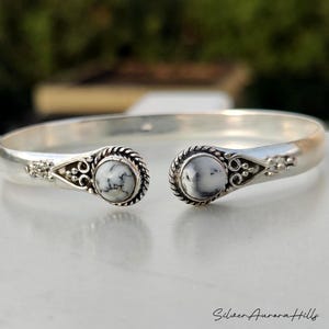 Handmade Dendritic Agate Sterling Silver Ring: Boho Jewelry