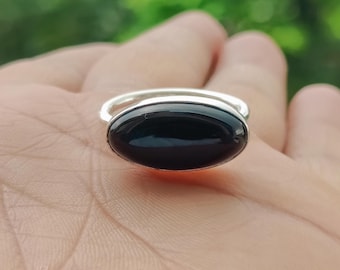 Handmade Black Onyx 925 Sterling Silver Ring: Statement Jewelry