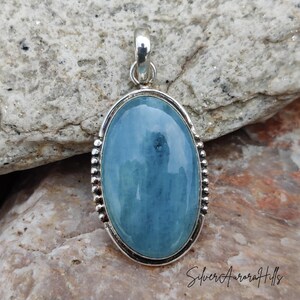 Natural Aquamarine Pendant, 925 Sterling Silver Pendant Necklace Jewelry, Designer Pendant, Hand-crafted Pendant, Christmas Gift Pendant
