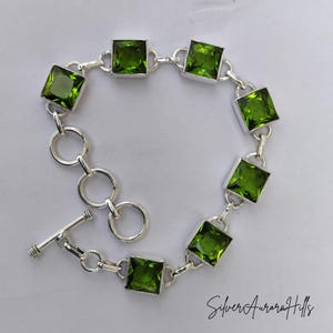 Kingman Turquoise Sterling Silver Bracelet - Adjustable Gemstone Jewelry Peridot
