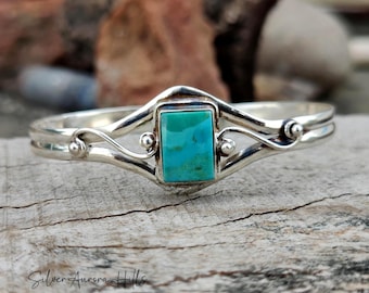 Kingman Turquoise Bangle: 925 Sterling Silver Boho Bracelet