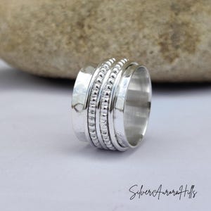 Hand-crafted Silver Hammered Spinner Ring | Boho Spinner Ring | Spinner Jewelry | Fidget Ring | Women Anxiety Ring | Gifts | Mediation Ring