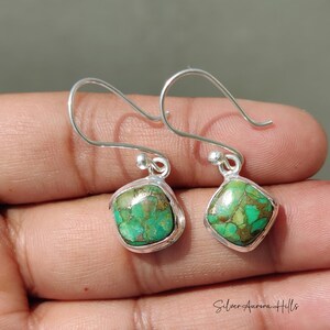 Handcraft Kingman Turquoise 925 Sterling Silver Earrings: Anniversary Gift image 16