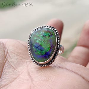 Handmade Sterling Silver Monarch Opal Ring - Women&#39;s Gemstone Jewelry
