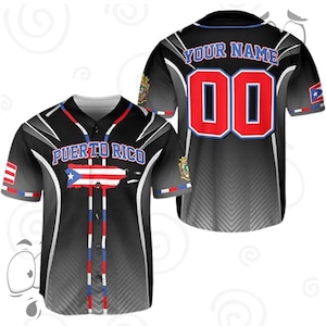Puerto Rico Custom Baseball Jersey – Personalized Name & Number, Unisex Sports Shirt, Unique Flag Design