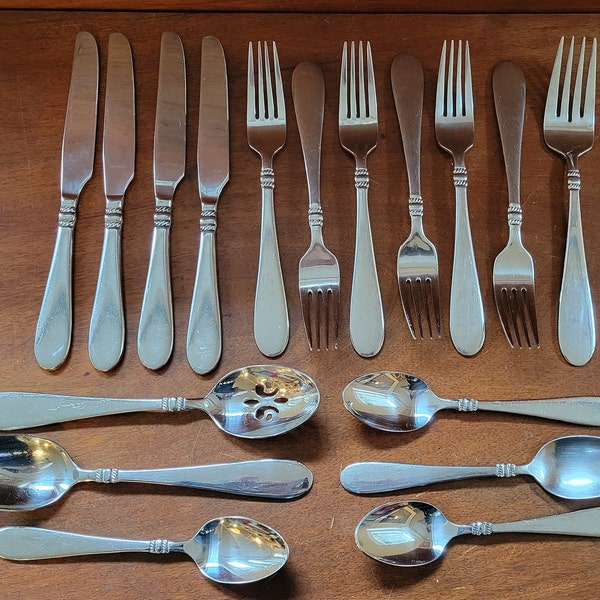 Silverware Stainless | Oneida Avondale | Vintage | stainless flatware | replacements flatware | rope braid | silverware set | discontinued