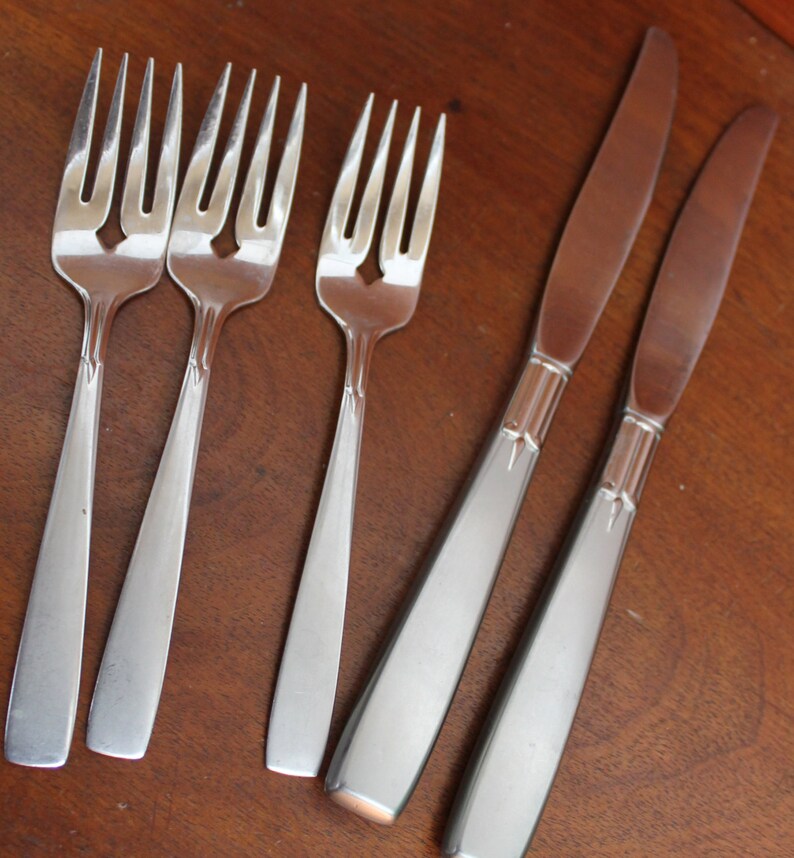 Satin ACCENT Vintage Flatware Oneida SQUARe TIp Stainless Etsy