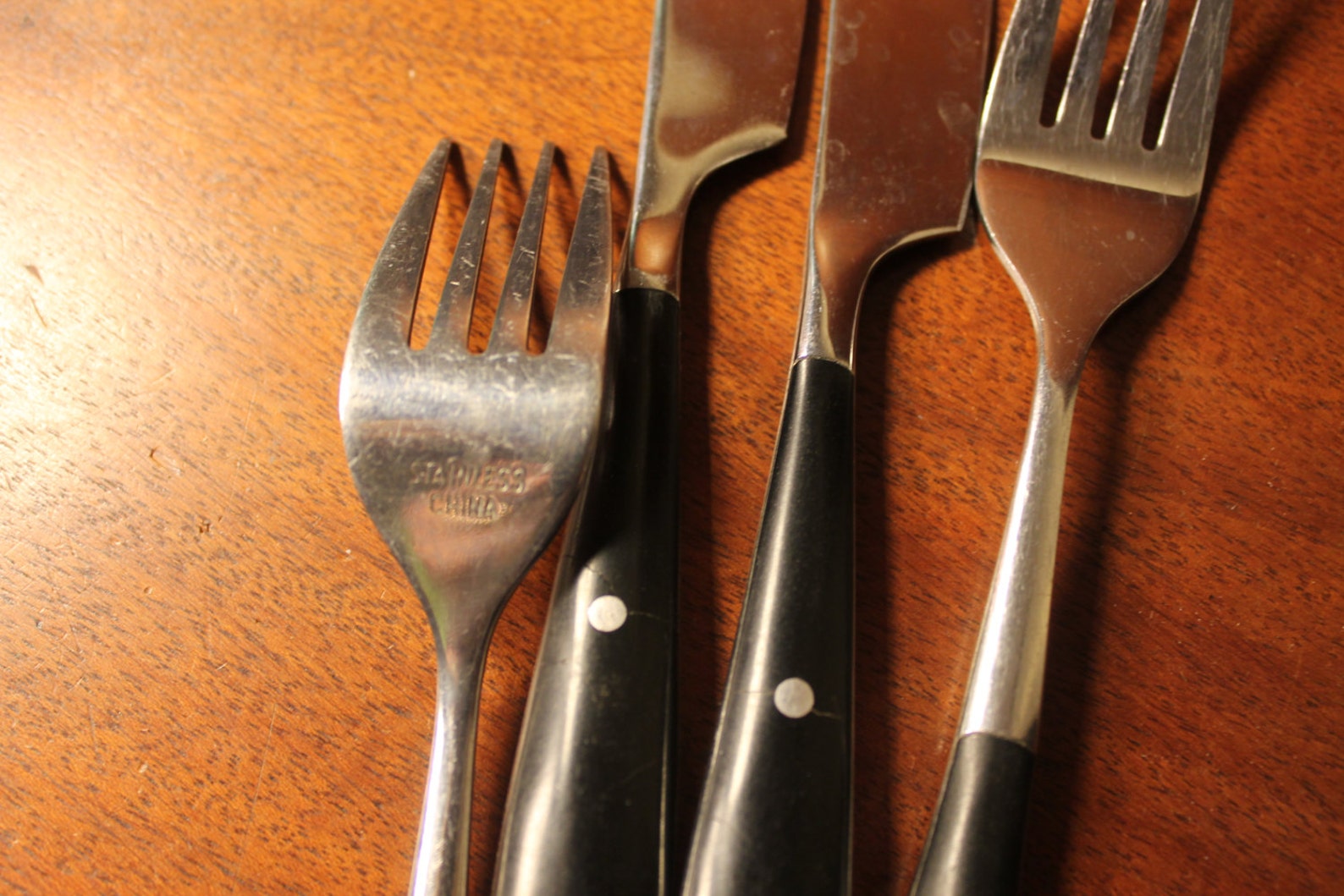 Vintage Flatware with Black Wood Handle and Two Rivets Etsy