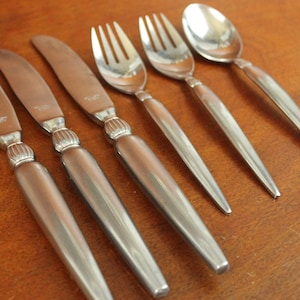 KINGS DYNASTY | stainless silverware | vintage flatware | replacement MCM | modern | Japan matte ball knife fork spoon