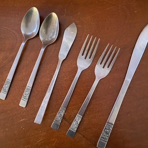 National Stainless Rose | LAUREEN Replacement Stainless | Vintage Flatware | Silverware | Flower Handle