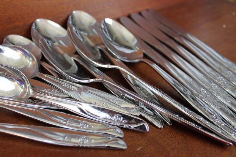Rose Silverware Vintage Flatware Stainless Marked Japan Etsy
