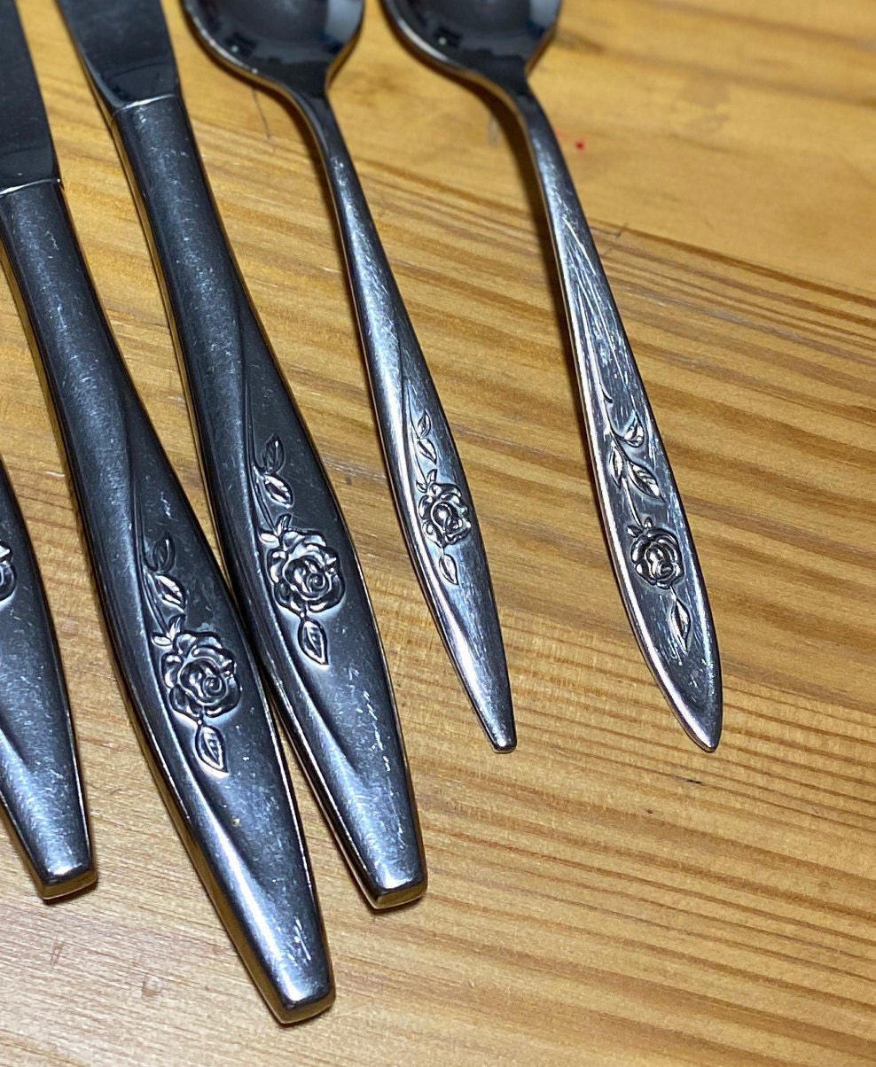 Vintage Flatware Oneida | Lasting Rose | Stainless Silverware Roses ...