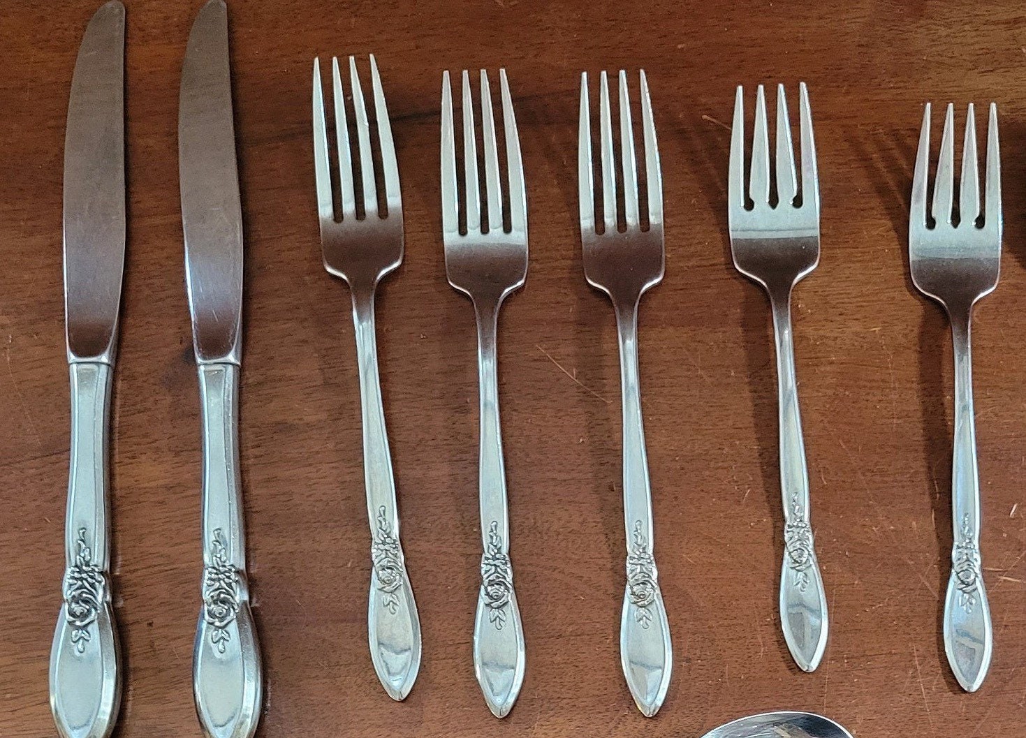 SPRING ROSE Vintage ONEIDA flatware silverware set floral Etsy