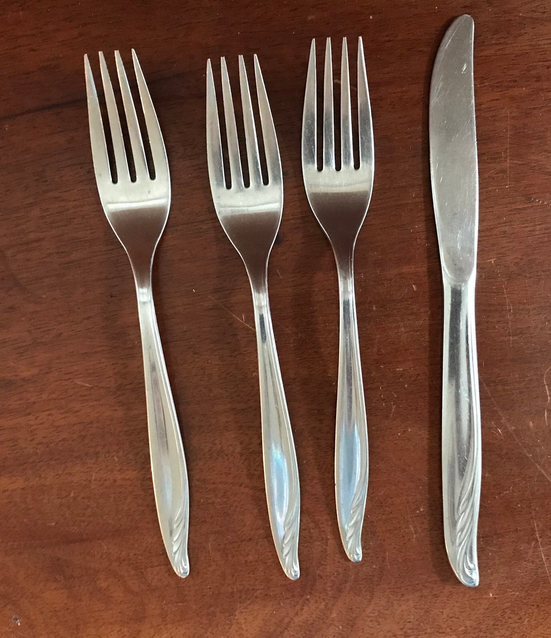 Stainless Silverware butter knife and Fork retro replacements Etsy
