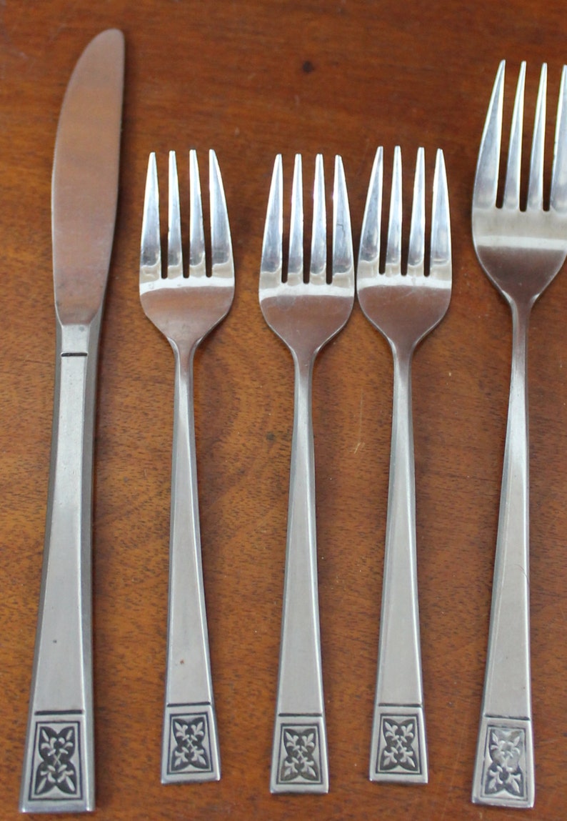 Vintage Flatware Marked Stainless Steel Japan Black Accent Etsy