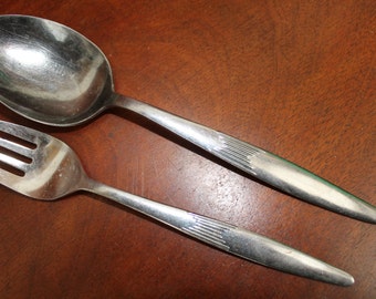 Vintage silverware | National Stainless in STACCATO pattern | stainless Flatware Replacement silverware | serving | casual