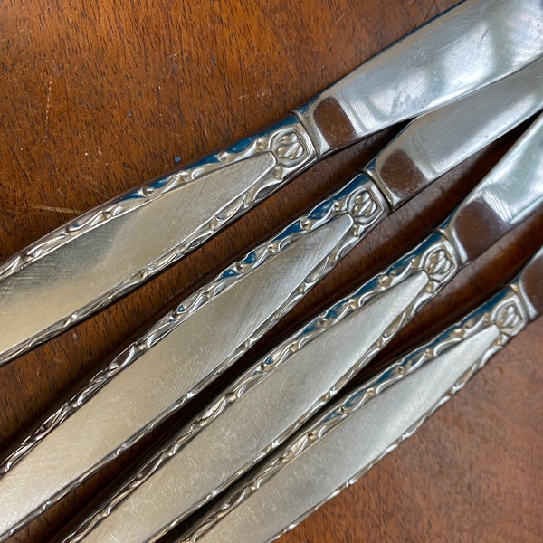 Venetia Mid Century Vintage Silverware | Hollow handle knives | brushed finish | replacement knives | flatware | outlined edge bin 16-9