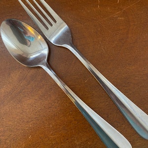Vintage Stainless Steel Flatware | CAMBRIDGE AURORA | replacement flatware | center ridge | glossy old silverware