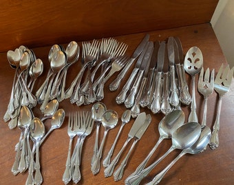 Vintage Silverware Oneida ARBOR ROSE or True Rose Handles Stainless Flatware shabby chic grandma millennial mix and match