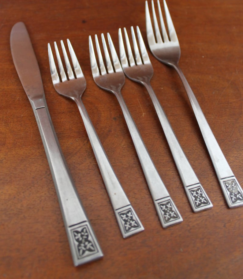 Vintage Flatware Marked Stainless Steel Japan Black Accent Etsy