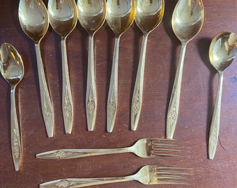 National Stainless Nasco | TEMPTATIONS gold electroplate vintage silverware | stainless steel flatware | old silverware
