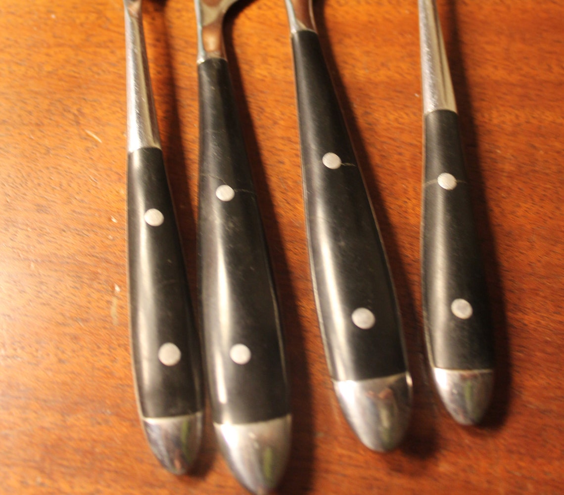 Vintage Flatware with Black Wood Handle and Two Rivets Etsy