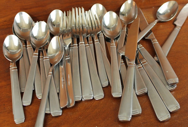 Silverware Stainless Frosted Handle Vintage MCM Etsy