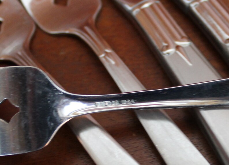 Satin ACCENT Vintage Flatware Oneida SQUARe TIp Stainless Etsy