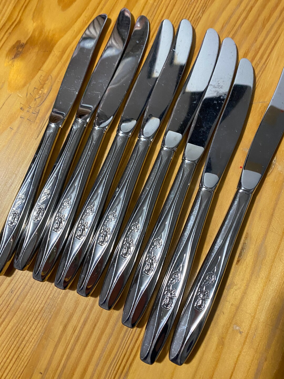 Vintage Stainless Steel Knives Roses Floral Shabby Chic Replacement