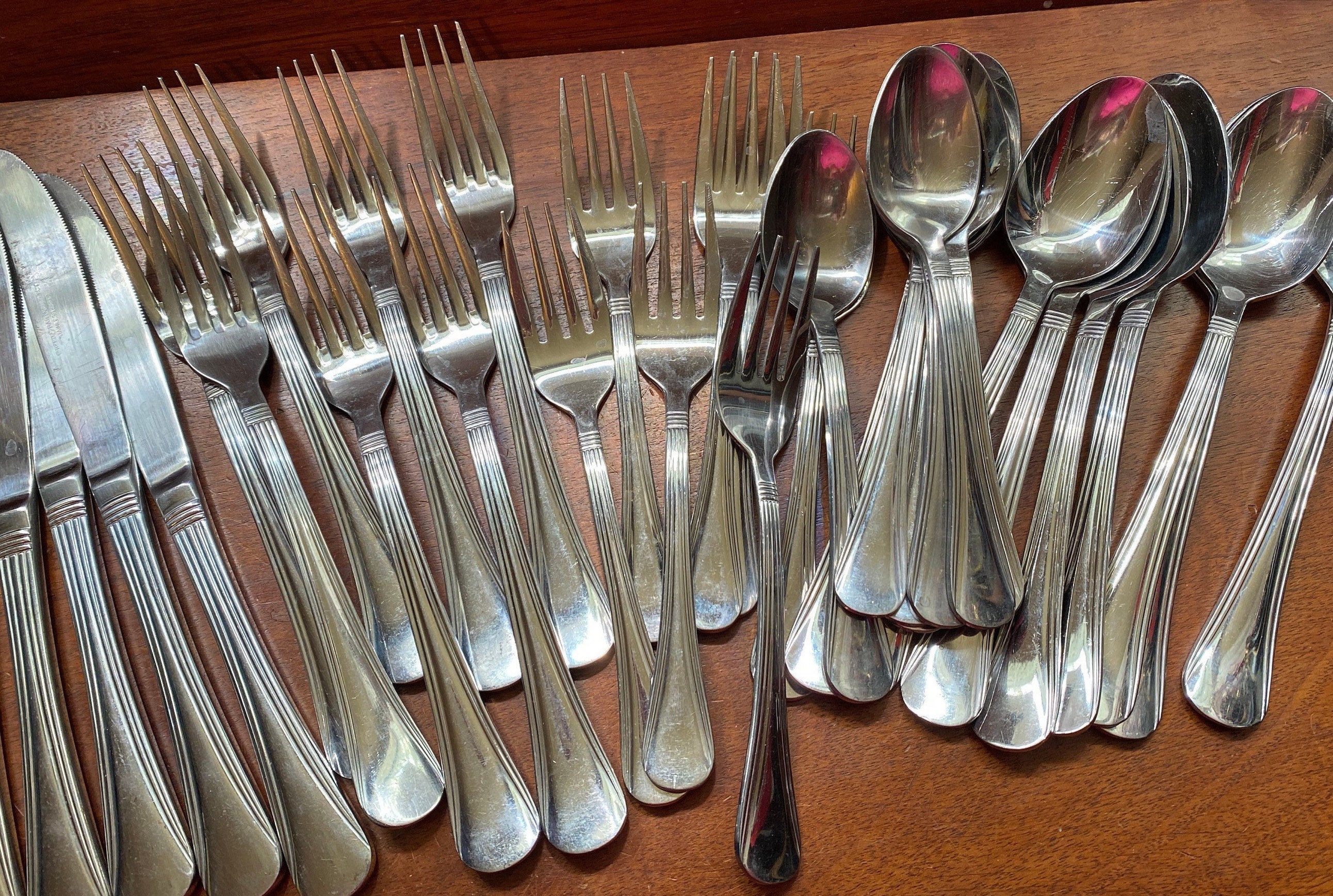 11 FOURCHETTES À DÎNER OR ROSEWELL électroplaquées rose Reed & Barton