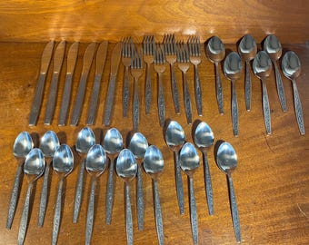 HOUSEHOLD Vintage Flatware  pattern  Stamped or Embossed Flowers Stainless Silverware replacement